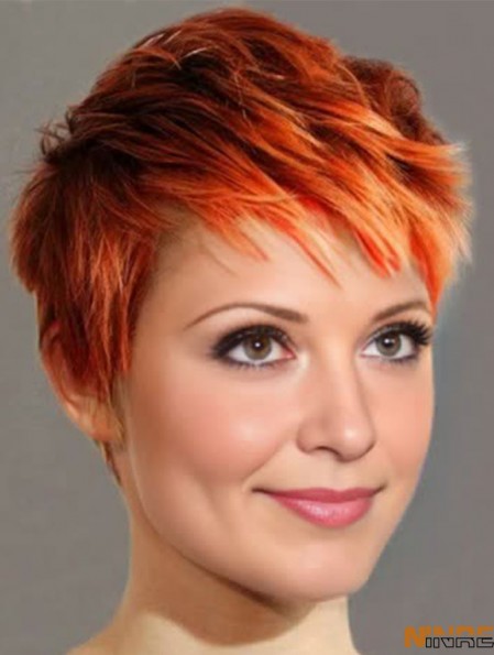 Pas cher cheveux synthétiques avant de lacet  perruques UK Straight Style Cropped Color