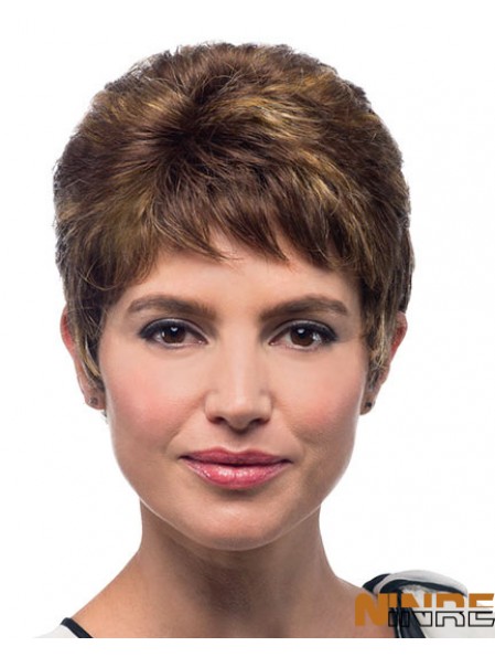 Boycuts coupés droits bruns 100% perruques liées à la main