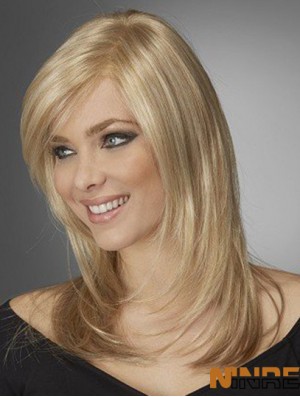 Le meilleur Perruques synthétiques confortables avec frange Monofilament Couleur blonde Style ondulé