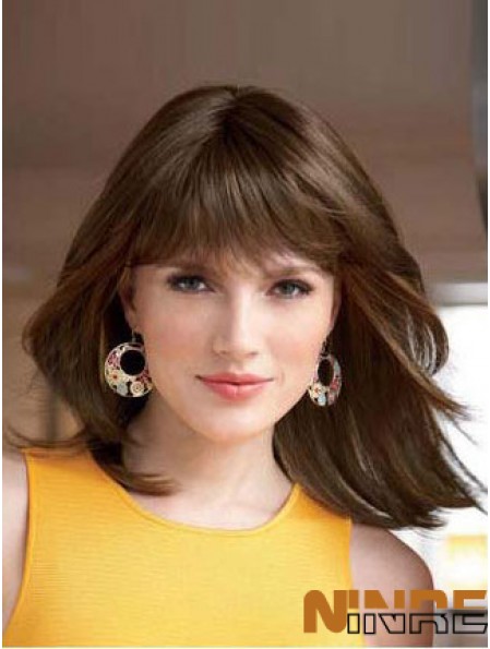 Droite avec frange Longueur d'épaule Auburn Style Lace Front Wigs