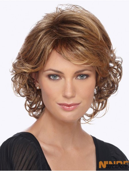 Bouclés avec des franges Perruques synthétiques de style blonde de 12 pouces