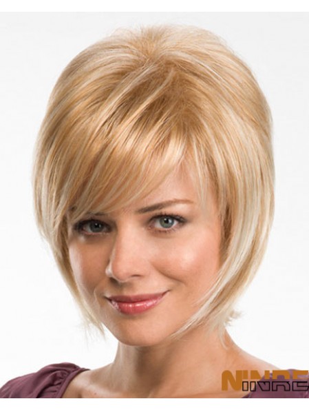 Perruques synthétiques blondes en couches droites de 10 pouces