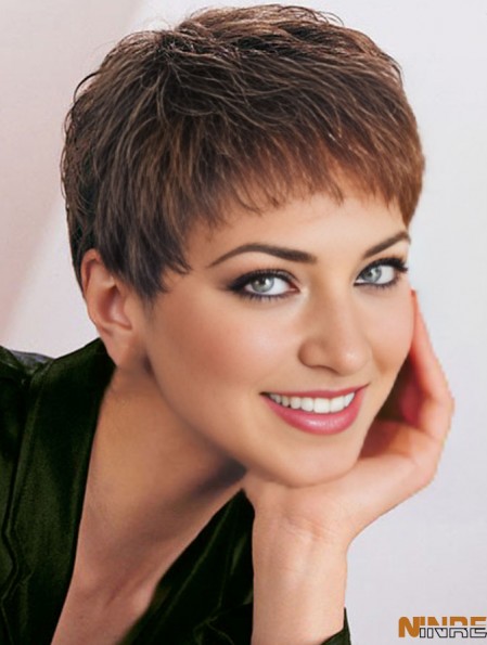 Perruque synthétique de bonne qualité recadrée longueur couleur marron Bobcuts