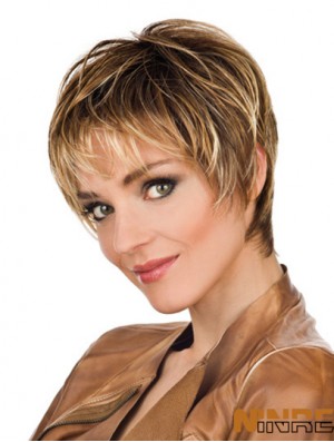 Perruques courtes de 8 pouces droites blondes Boycuts
