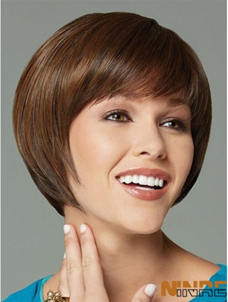 Perruques synthétiques courtes Bobs Straight Brown Top