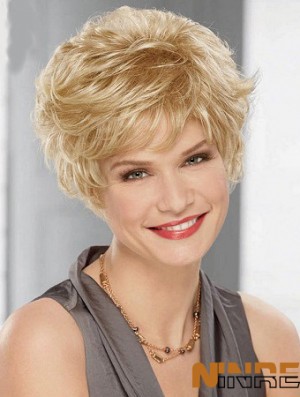 Couleur Blonde Synthétique Pas Cher Coupe En Couches Style Ondulé