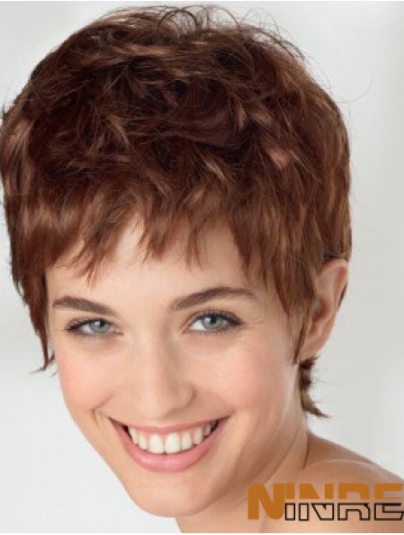 Perruques courtes exquises ondulées Auburn Boycuts de 6 pouces