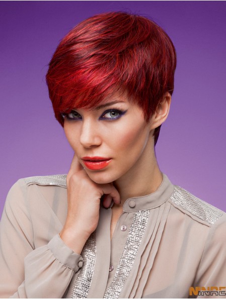 Boycuts droits 5 pouces rouge perruques synthétiques de haute qualité