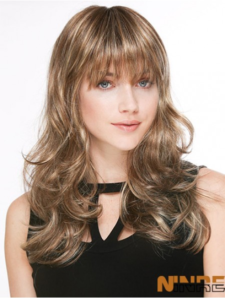 Tendance Blonde Ondulée Avec Frange De Longues Perruques