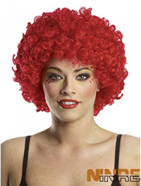 Kinky sans frange court rouge moderne perruques avant de lacet