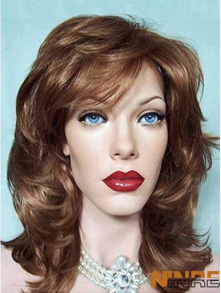 Wavy Layered Shoulder Length Brown Good Lace Front Perruques