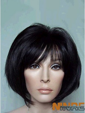 Longueur du menton Bobs Straight Black Perruques synthétiques appropriées