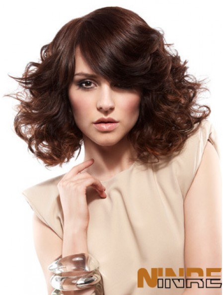 Curly Layered épaule Longueur Auburn magnifique perruques avant de lacet