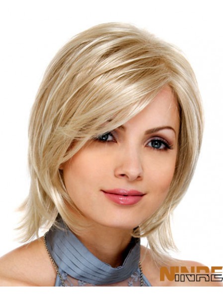 Perruques avant de lacet synthétique blonde Bobs cheveux coupe la longueur du menton