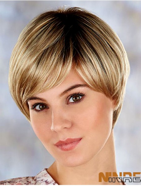 Haute qualité 7  inchdroite blonde en couches courtes perruques