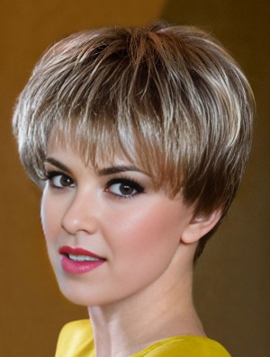Boycuts droits 5 pouces brun incroyable perruques synthétiques