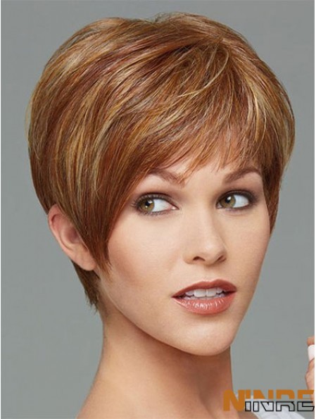 Boycuts court droit brun synthétique élégant perruques