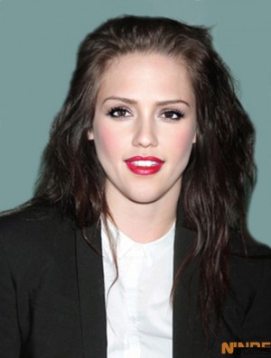 Longueur d'épaule brune appropriée ondulée 20 pouces sans frange Perruques en dentelle Kristen Stewart