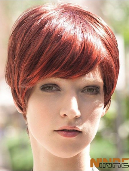 Incroyable 8 pouces droite rouge Boycuts perruques courtes