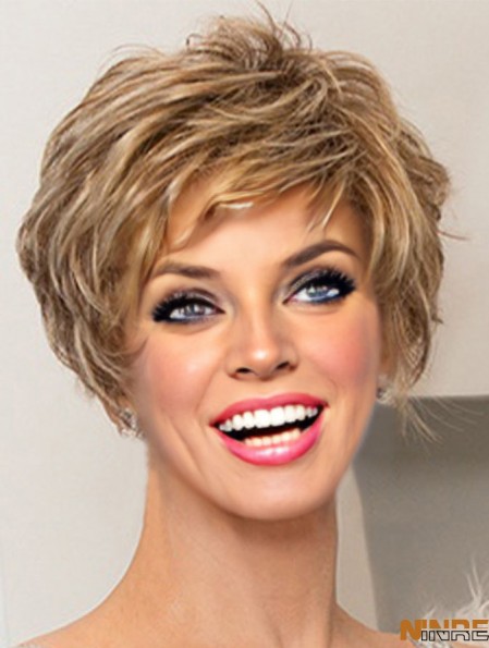 Perruques courtes classiques ondulées blondes incroyables de 8  inch