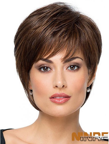 Convient 8  inchStraight Brown avec Bangs perruques courtes
