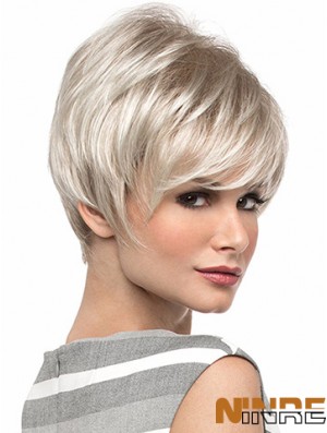 Populaire 8  inchdroite blonde avec frange perruques courtes