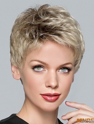Blonde synthétique perruques de cheveux courts