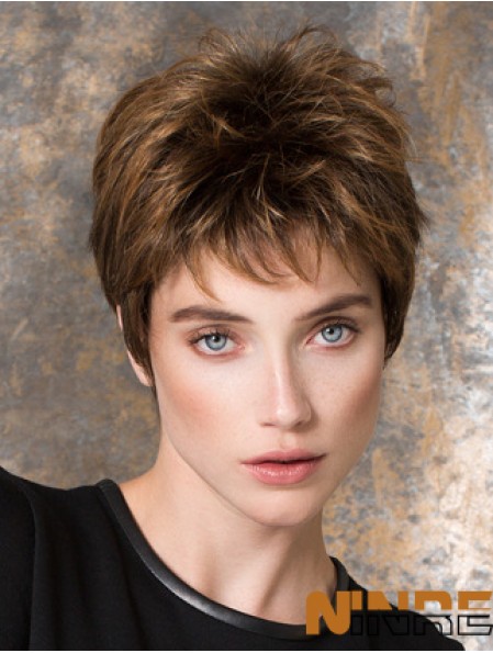 Boycuts synthétiques bruns droits 4 pouces perruques courtes pour femmes