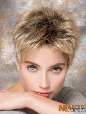 Boycuts synthétiques blonds de 4 pouces cheveux courts raides