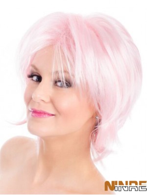 Perruque capless rose droite 8 pouces Bobs Fashion