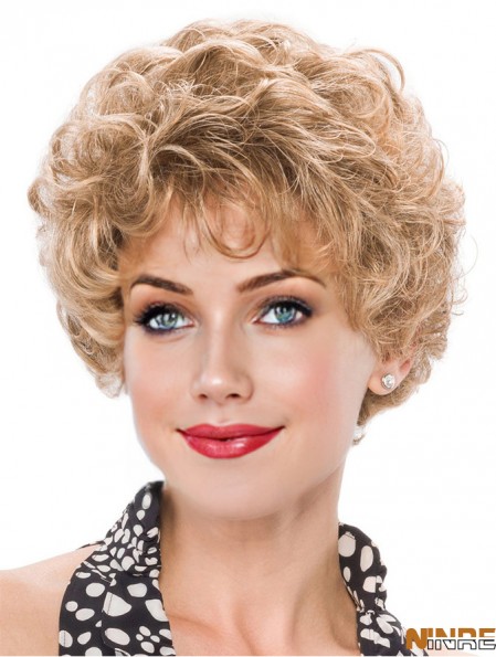 Pixie Blonde courte capless bouclés perruque classique pour femmes
