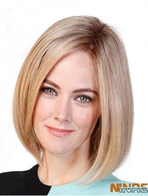 Straight Bobs Blonde 11  inchMonofilament Cancer Patient Wigs