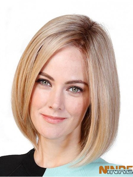 Straight Bobs Blonde 11  inchMonofilament Cancer Patient Wigs