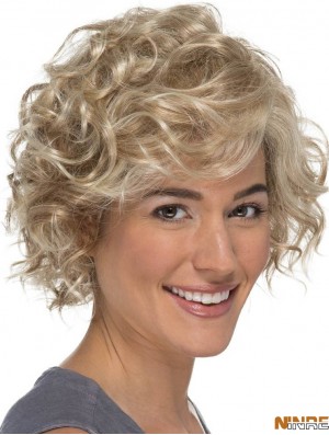 Perruque en dentelle blonde bouclée classique de 8 pouces