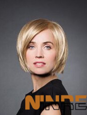 10  inchdroite blonde synthétique menton longueur perruque monofilament Bob