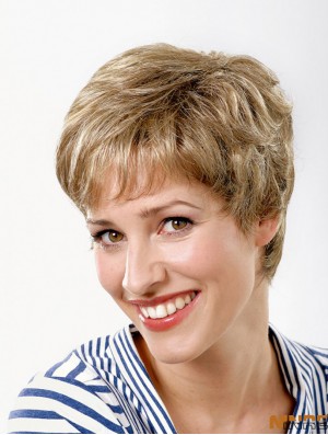 Perruque courte en dentelle synthétique coupée ondulée de 6 po avec boycuts
