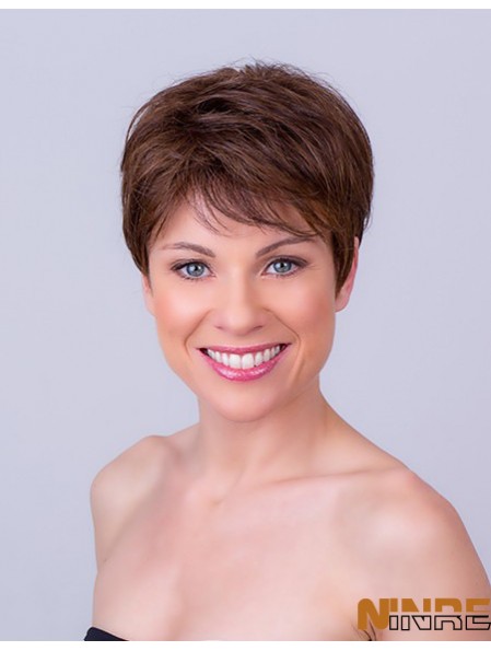 Brown Boycuts Cropped 6  inchStraight Synthetic Mono Wig