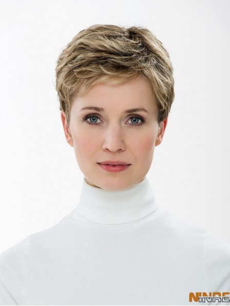 Synthétique Capless 4 pouces Boycuts Straight Blonde Short Hair Styles