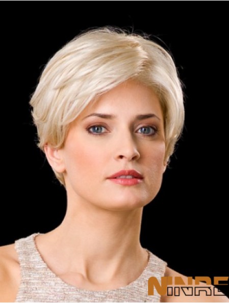 Synthétique avant de lacet 8  inchcouches droites blondes blondes perruques cheveux courts