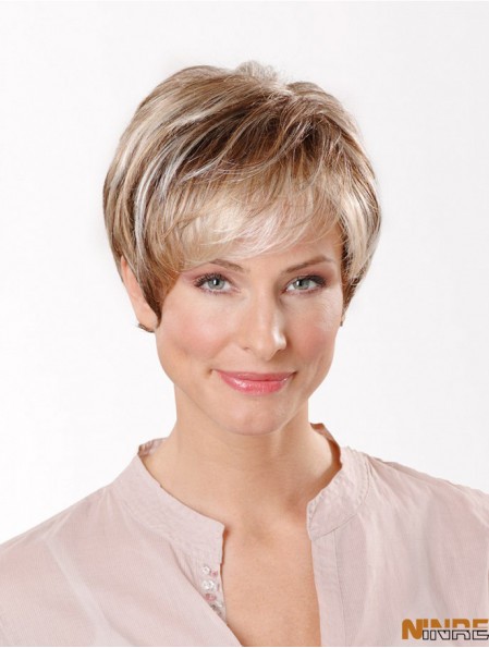 Synthétique capless 8 pouces boycuts droite blonde perruques courtes coupées