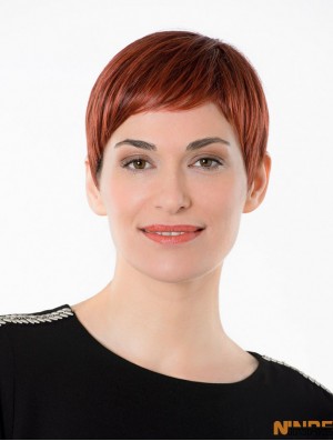 Boycuts droits capless cheveux synthétiques recadrés en cuivre de 4 pouces