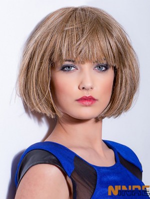 100% synthétique à la main 8  inchlongueur de menton perruques Auburn Bobs droites pour le cancer