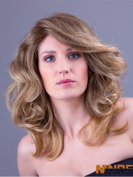 Synthétique Blonde Ondulée 14 pouces Monofilament Layered Wigs Long