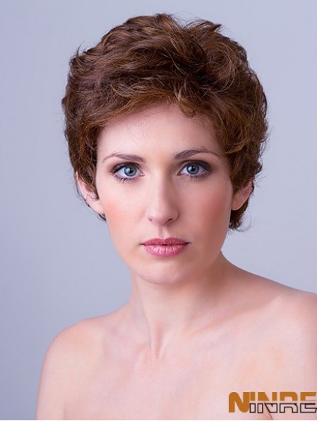 Monofilament synthétique 4  inchBoycuts Coiffures ondulées Auburn pour les cheveux courts