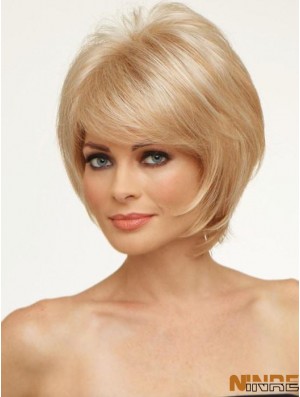 Cuivre avec frange droite 8 pouces longueur de menton monofilament cheveux Topper