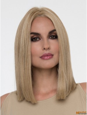 Perruque blonde droite sans frange 14 pouces monofilament Vente