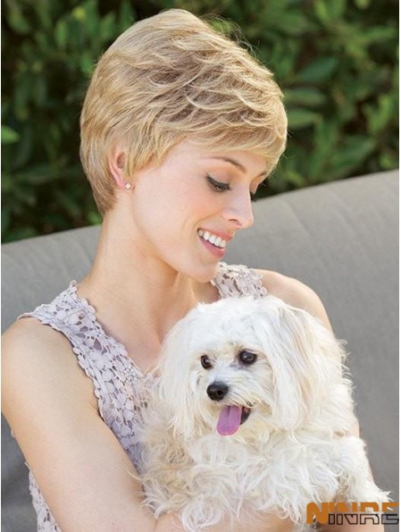 Blonde Boycuts Wavy 4  inchMesdames Cropped Perruques Mono