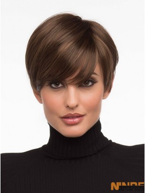 Perruques avant en dentelle Longueur recadrée Couleur marron Style droit Boycuts