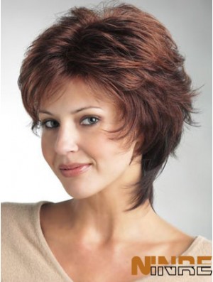 Perruque Avant de Lacet UK Longueur Courte Style Droit Couleur Auburn