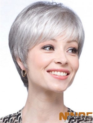 Perruques grises pour les femmes avec dentelle devant gris coupe courte longueur